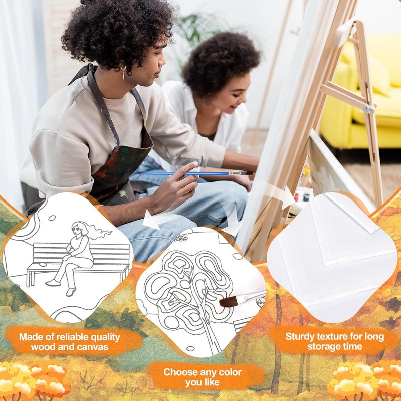 Sherr 20 Pcs Stretched Pre Drawn Canvas Afro Queen Black Art for Painting for Adults Outline Pre Drawn Stretched Cotton Canvas to Paint Party Set, 8 x 10'' (Autumn) - Image 3